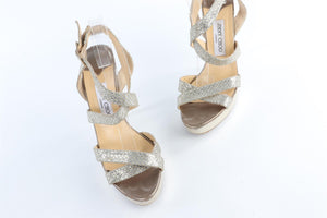 JIMMY CHOO SILVER LEATHER SANDALS