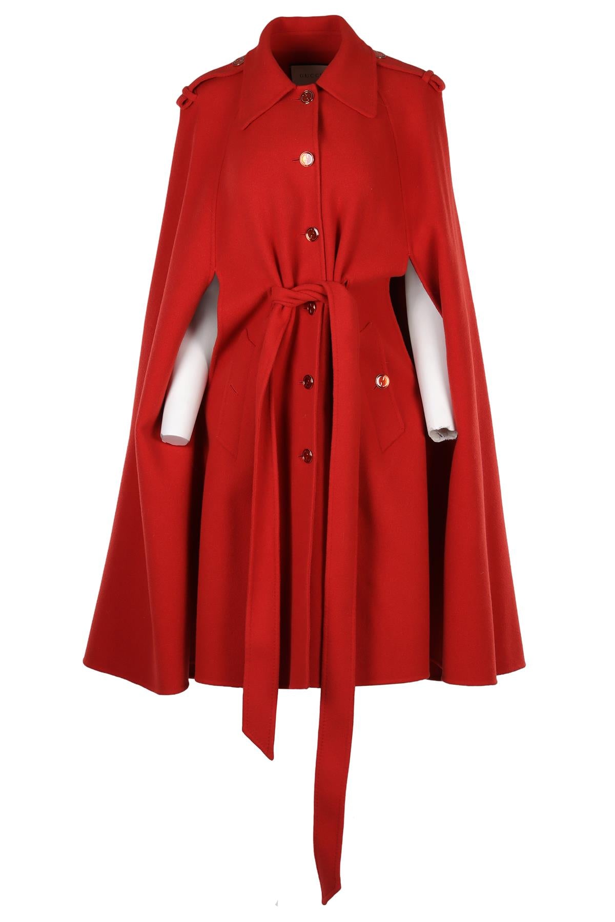 GUCCI RED WOOL CAPE IT 42 UK 10
