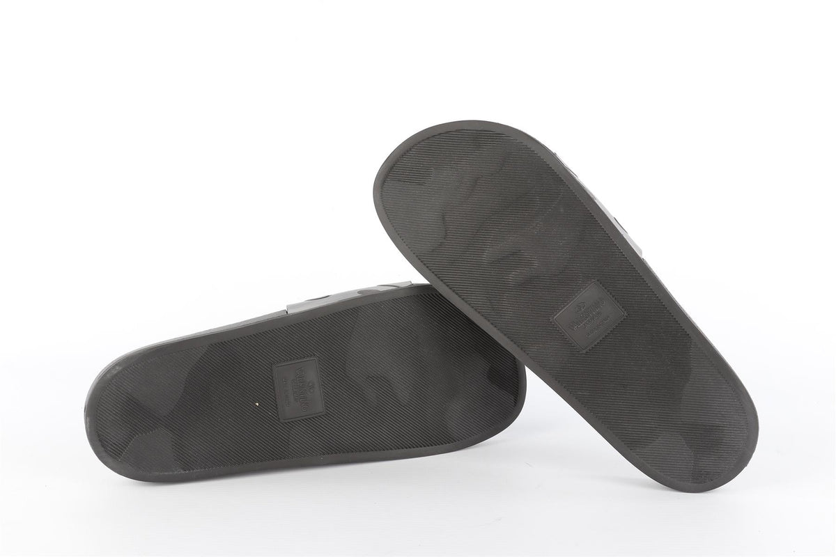 VALENTINO BLACK MEN'S RUBBER SLIDES EU 43 UK 9 US 10