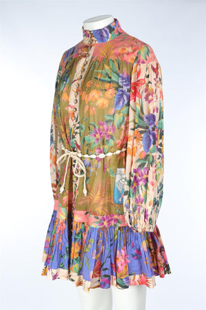 ZIMMERMANN MULTI COTTON MINI DRESS UK 10