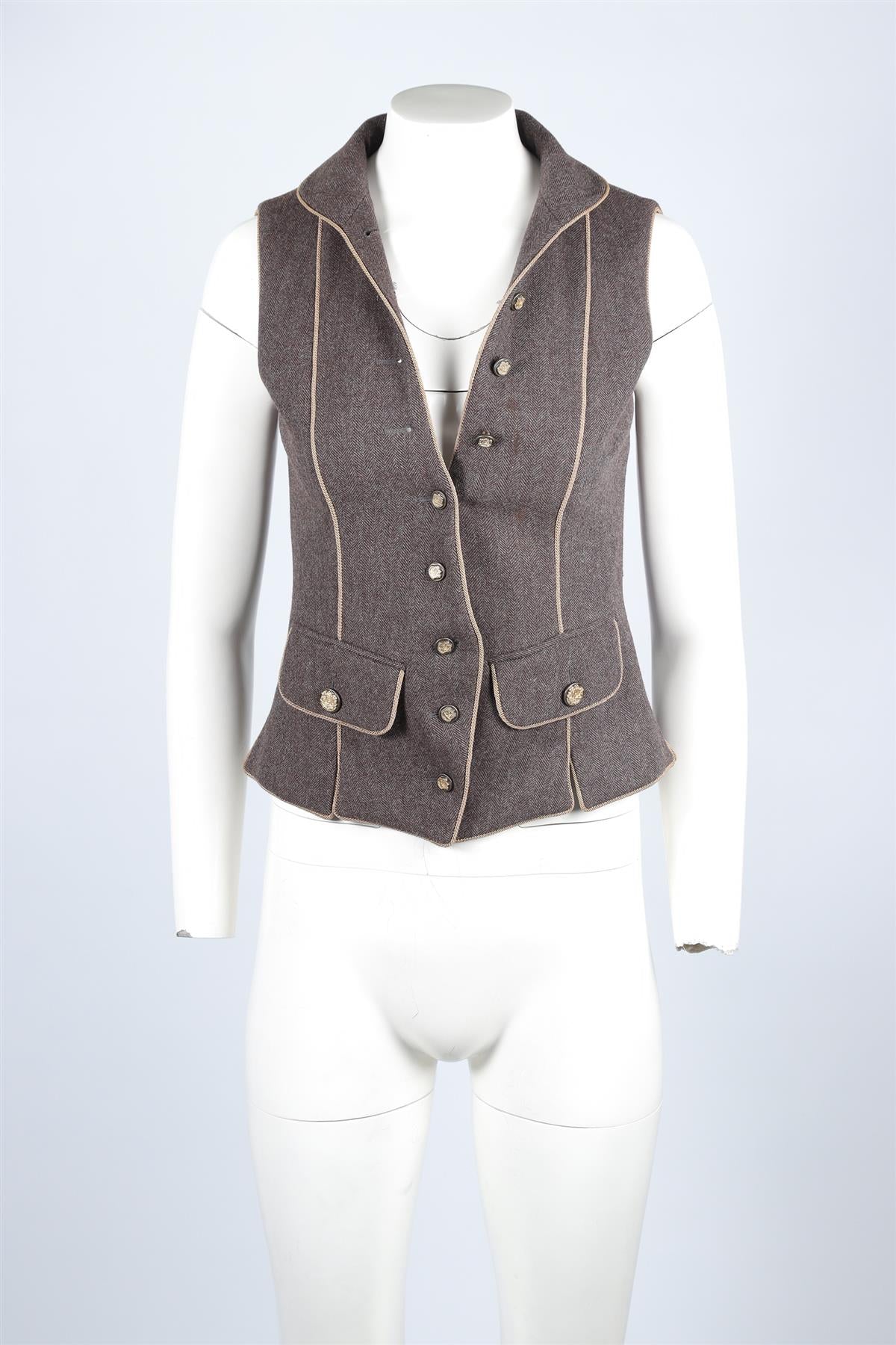 DOLCE & GABBANA BROWN WOOL WAISTCOAT IT 40 UK 8