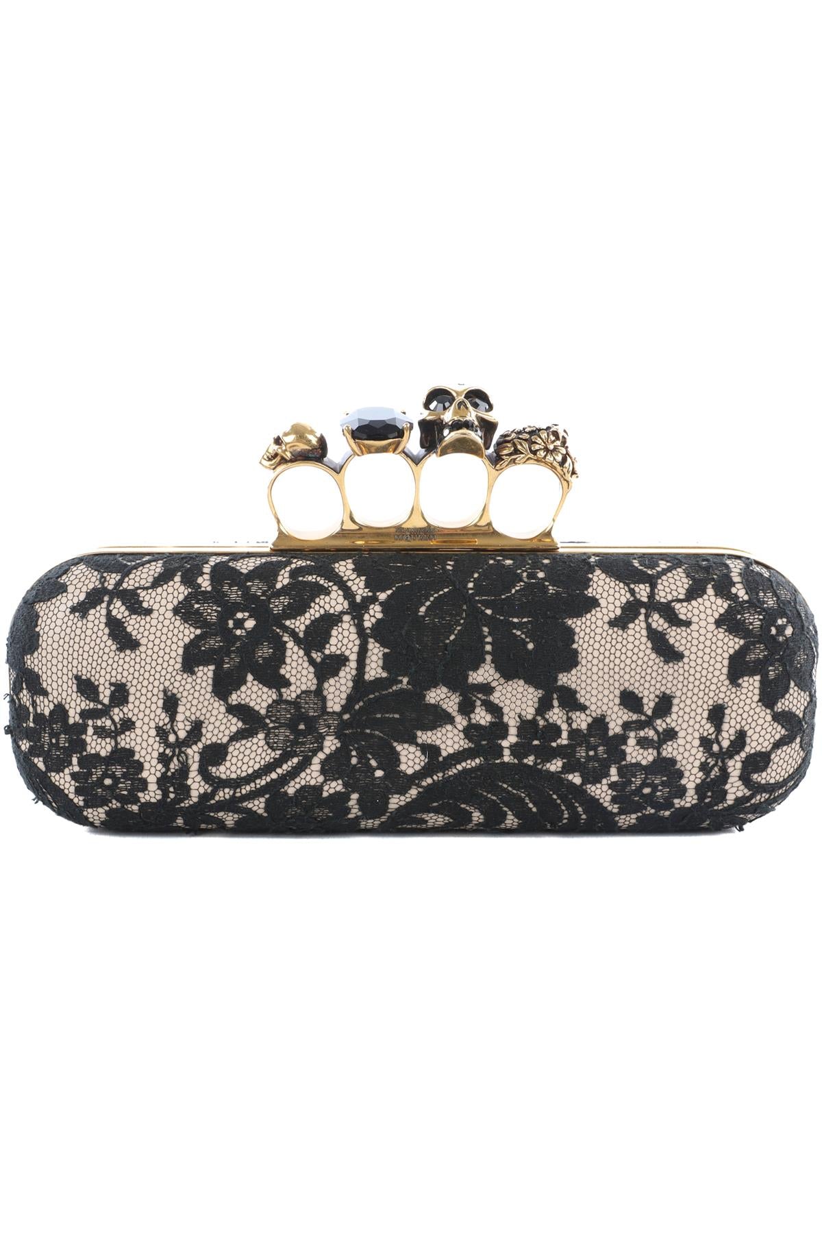 ALEXANDER MCQUEEN BLACK KNUCKLE LACE CLUTCH