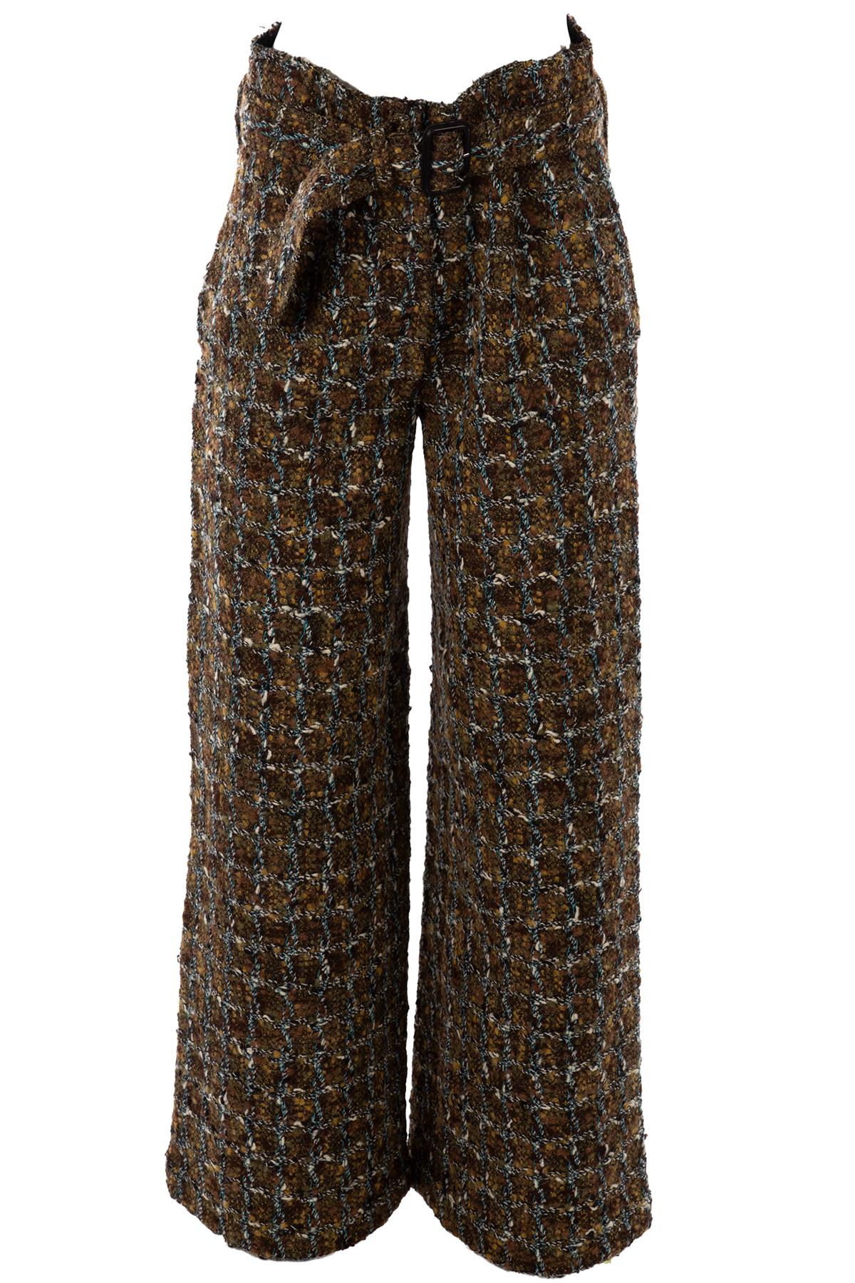 JOSEPH GREEN WOOL WIDE LEG PANTS FR 36 UK 8