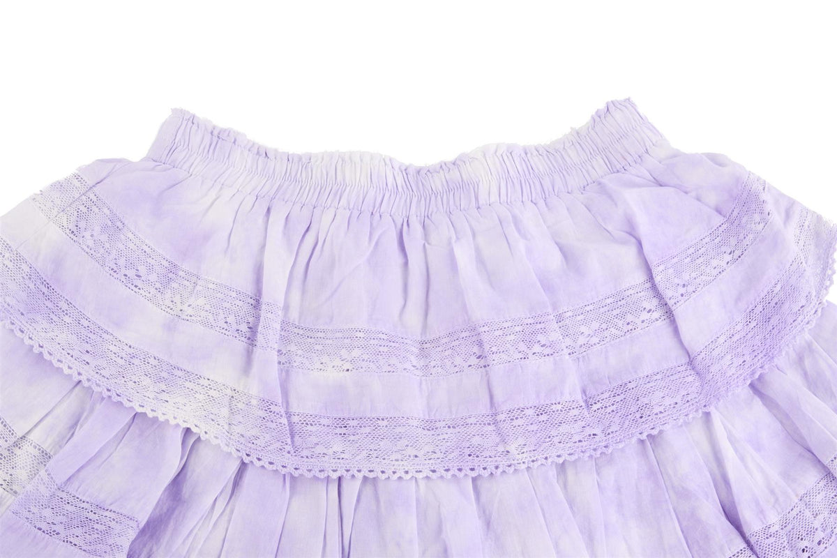 LOVESHACKFANCY PURPLE COTTON MINI SKIRT XSMALL