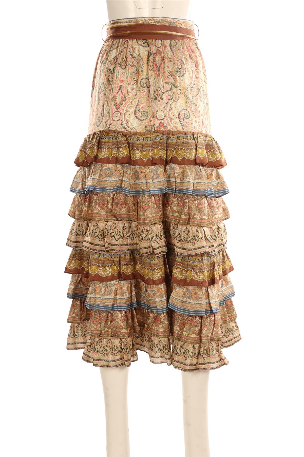 ZIMMERMANN MULTI SILK MAXI SKIRT 0 UK 8