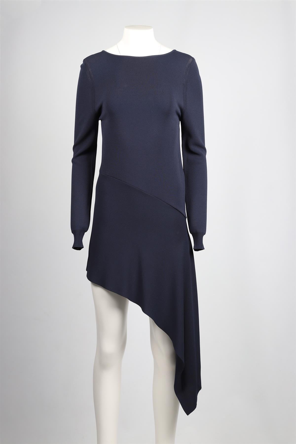 OSMAN BLUE ASYMMETRIC KNIT MINI DRESS UK 10