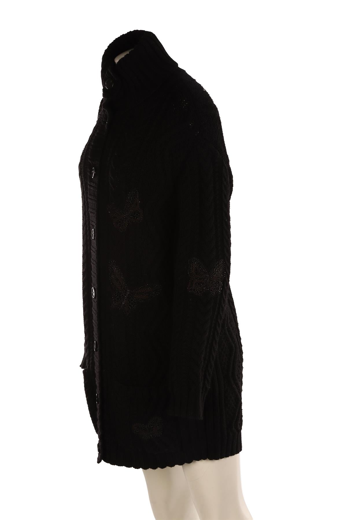 VALENTINO BLACK WOOL CARDIGAN SMALL