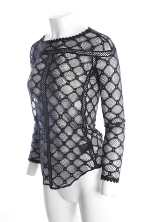 ISABEL MARANT BLACK LACE TOP FR 36 UK 8