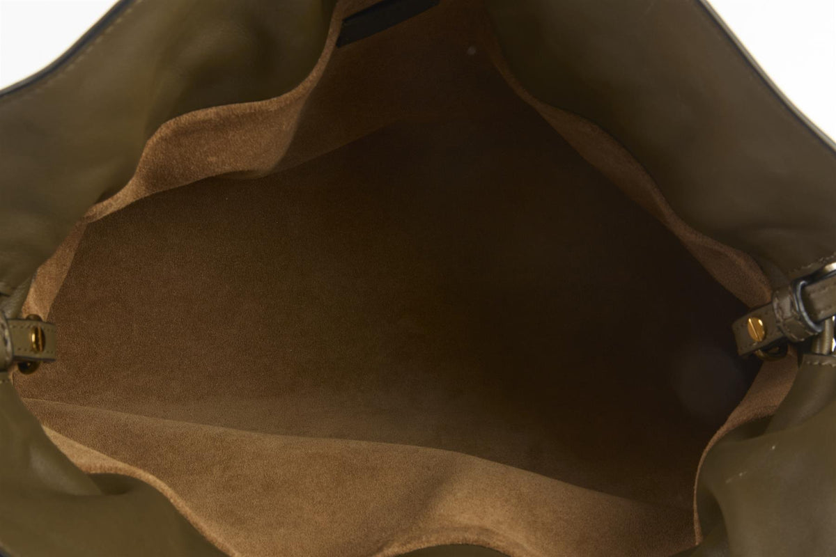 LOEWE KHAKI FLAMENCO MEDIUM LEATHER CLUTCH