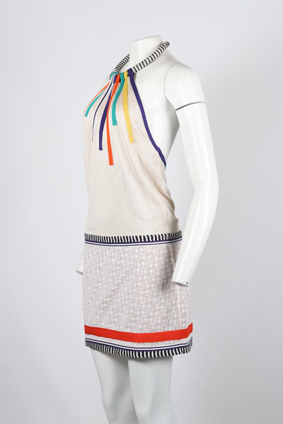 MISSONI CROCHET KNIT HALTERNECK MINI DRESS IT 40 UK 8