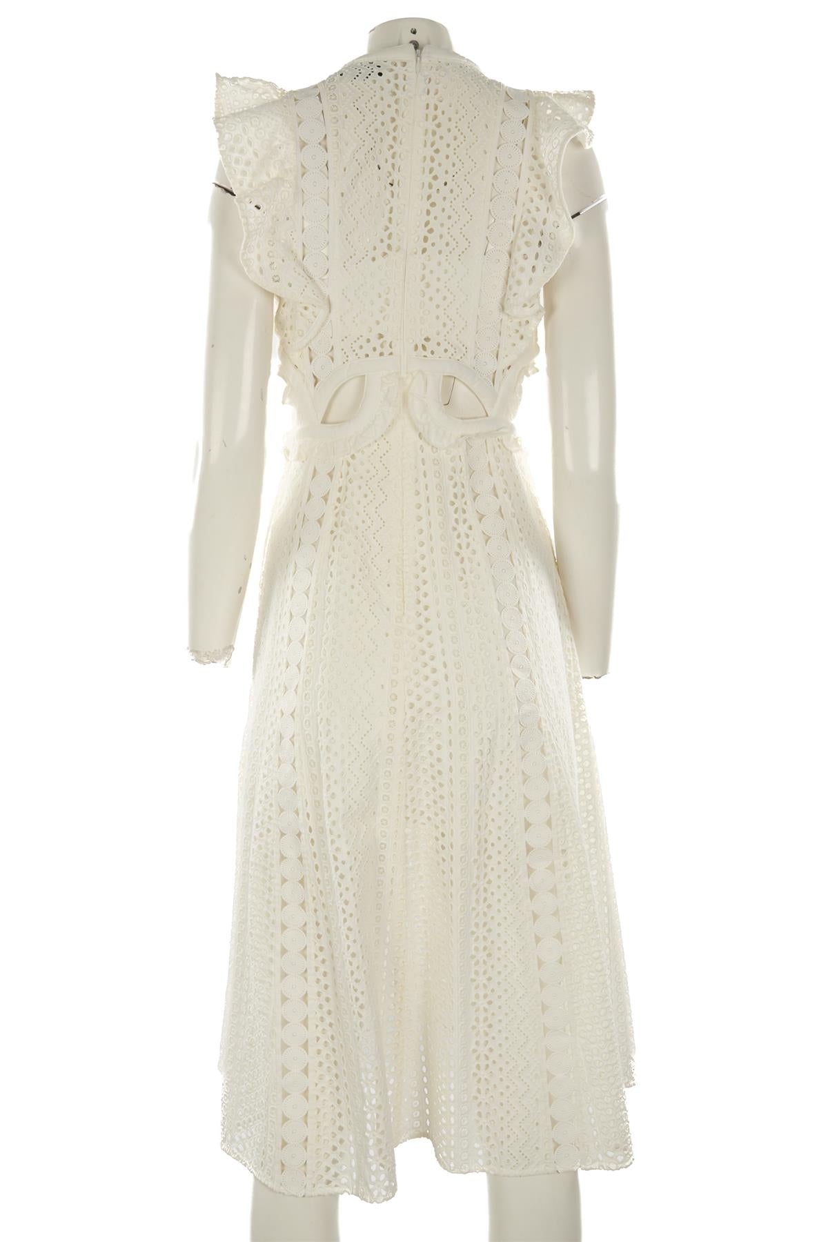 SELF-PORTRAIT WHITE CROCHET MAXI DRESS UK 10