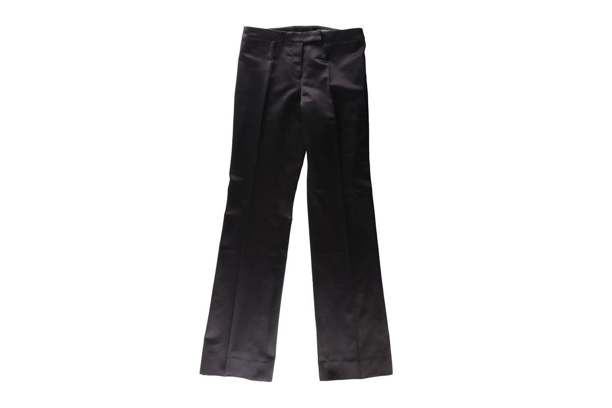 ALEXANDER MCQUEEN BLACK SILK STRAIGHT LEG PANTS IT 42 UK 10
