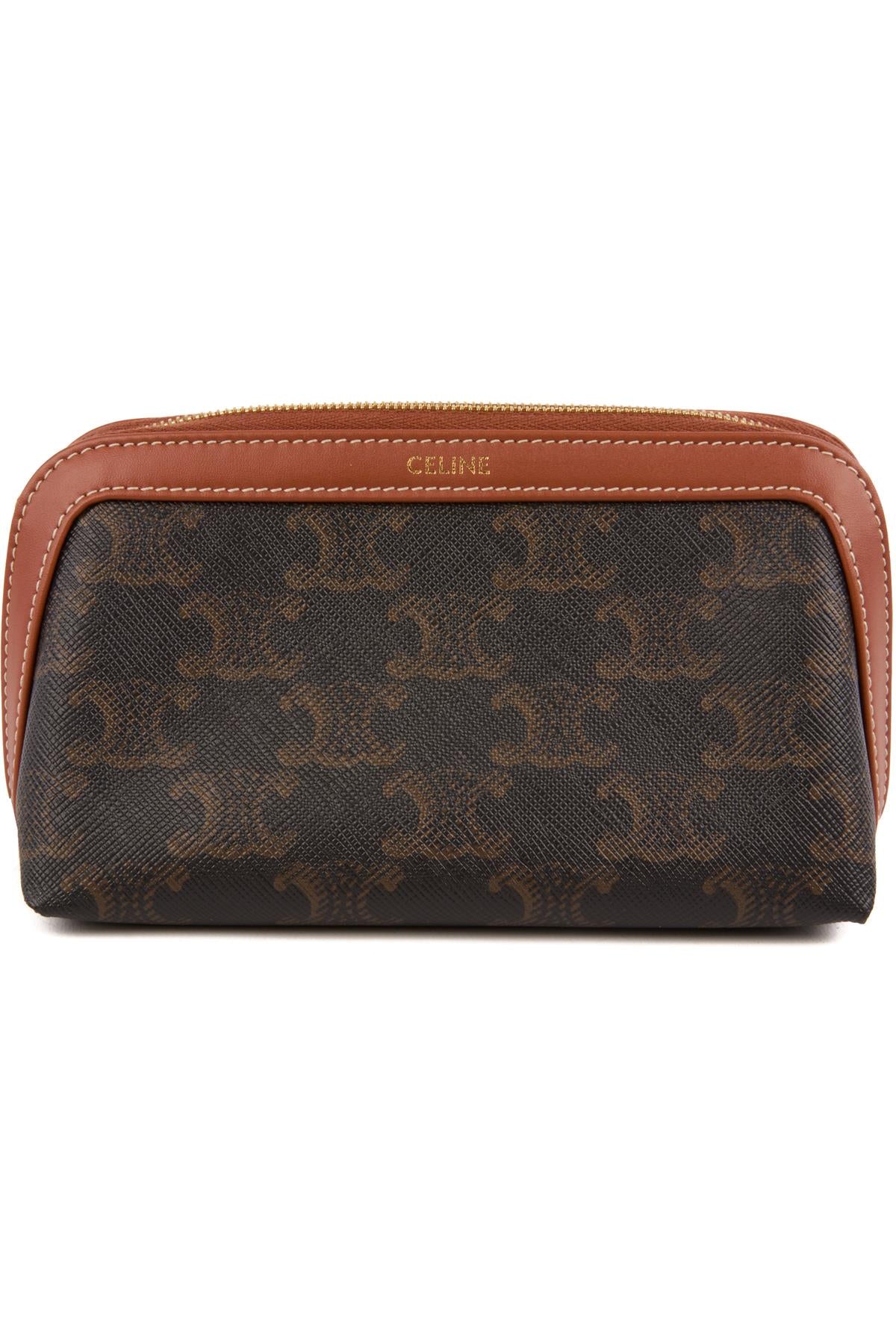 CELINE BROWN SMALL TRIOMPHE CANVAS POUCH