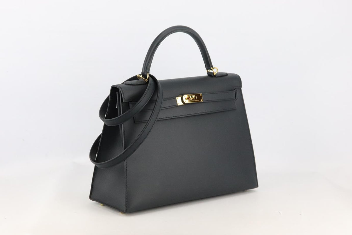 HERMÈS 2015 KELLY SELLIER 32CM SOMBRERO LEATHER BAG