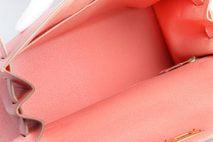 HERMÈS PINK 2014 KELLY SELLIER 28 CM EPSOM LEATHER BAG IN FLAMINGO