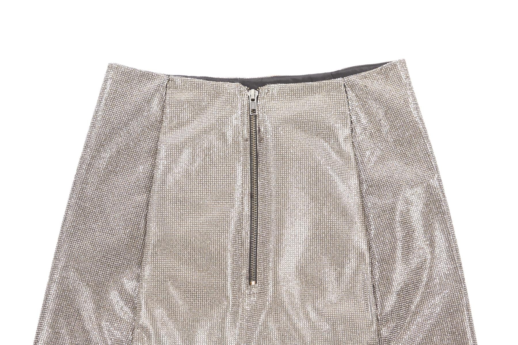 FRAME SILVER CRYSTAL MINI SKIRT US 0 UK 4
