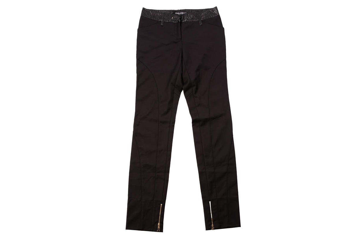 DOLCE & GABBANA BLACK COTTON STRAIGHT LEG PANTS IT 38 UK 6