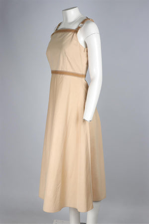 HERMÈS BEIGE COTTON MAXI DRESS FR 38 UK 10
