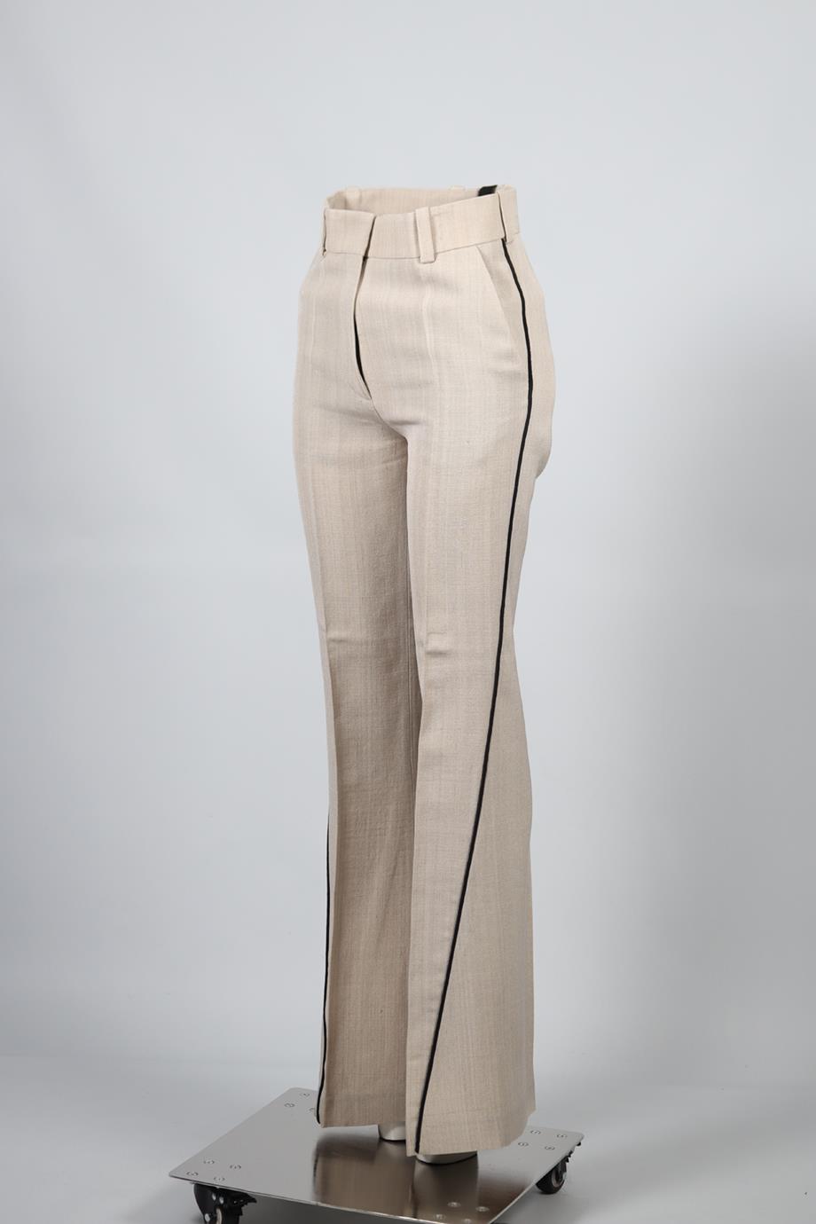 PETAR PETROV LINEN BLEND FLARED PANTS FR 36 UK 8