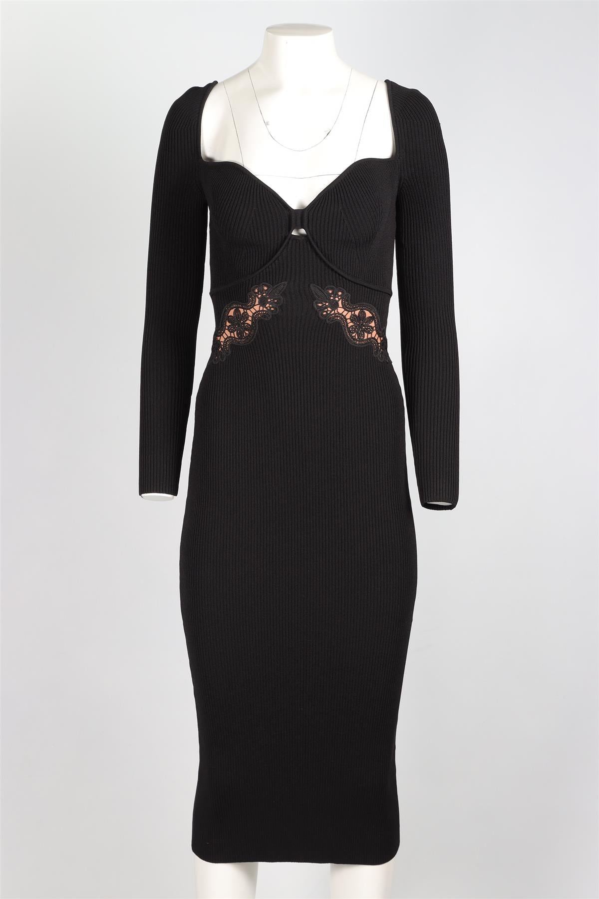 SELF-PORTRAIT BLACK KNIT MIDI DRESS SMALL