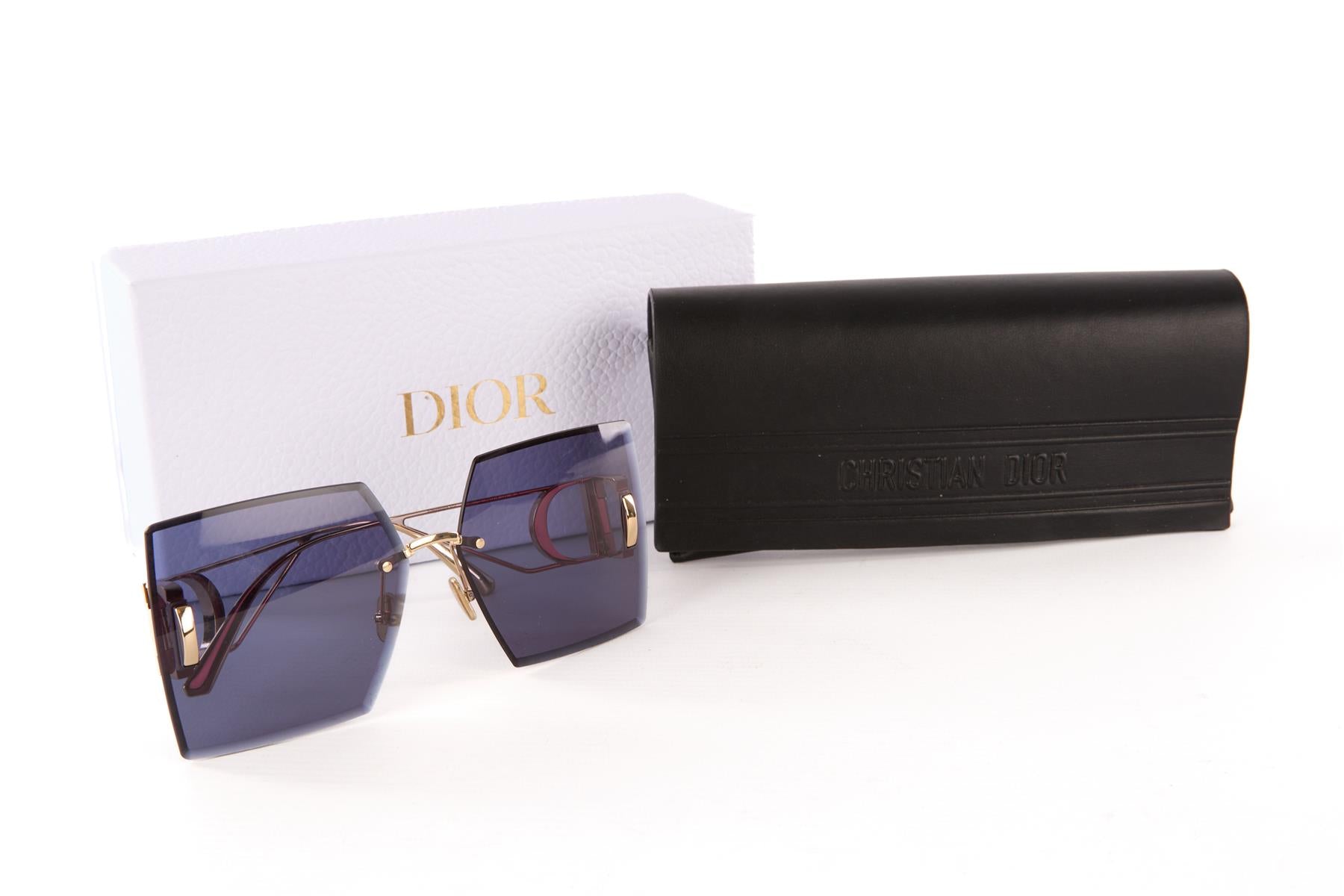 CHRISTIAN DIOR BLACK 30MONTAIGNE SQUARE FRAME SUNGLASSES