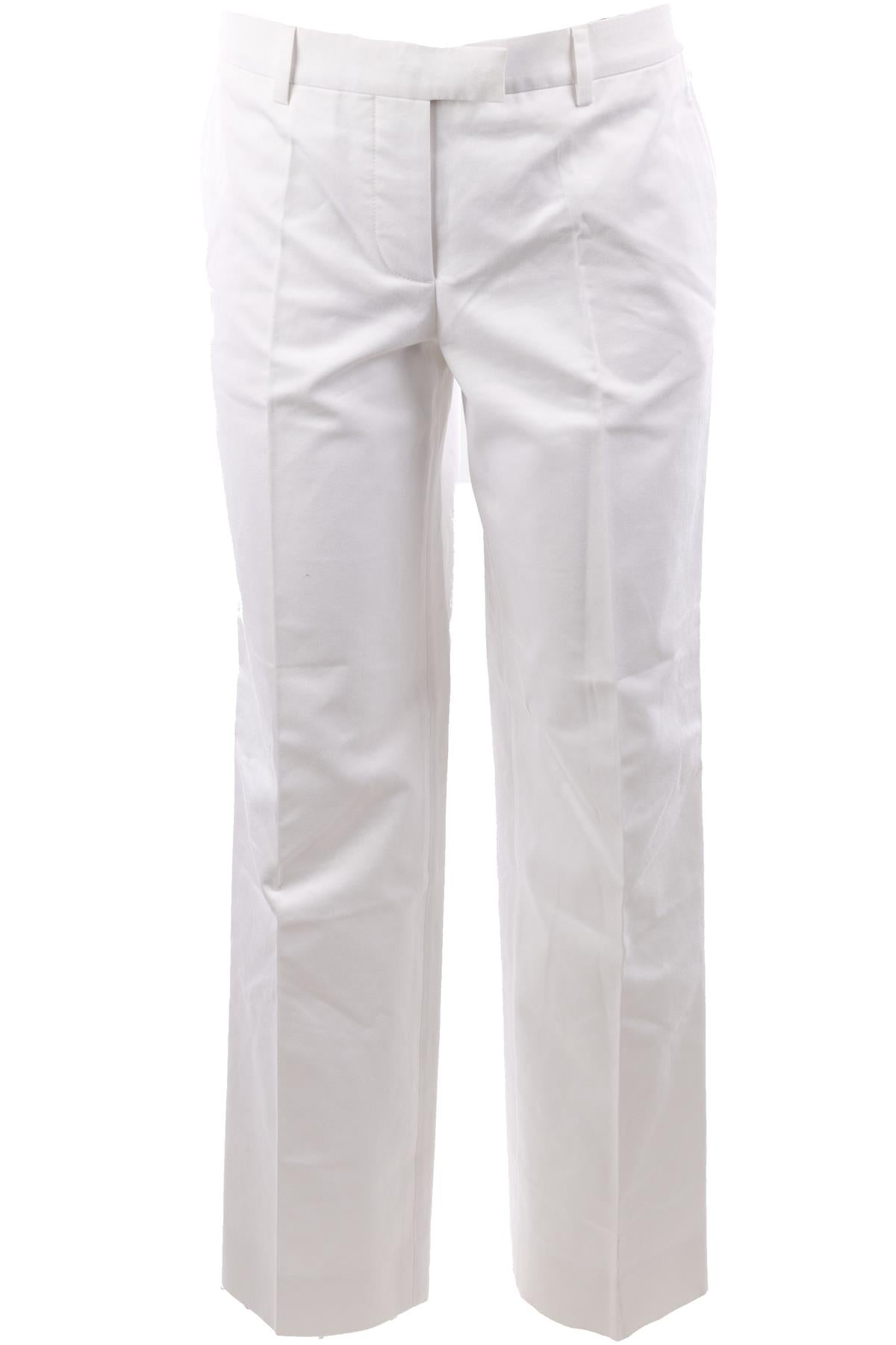 MIU MIU WHITE COTTON STRAIGHT LEG PANTS IT 42 UK 10