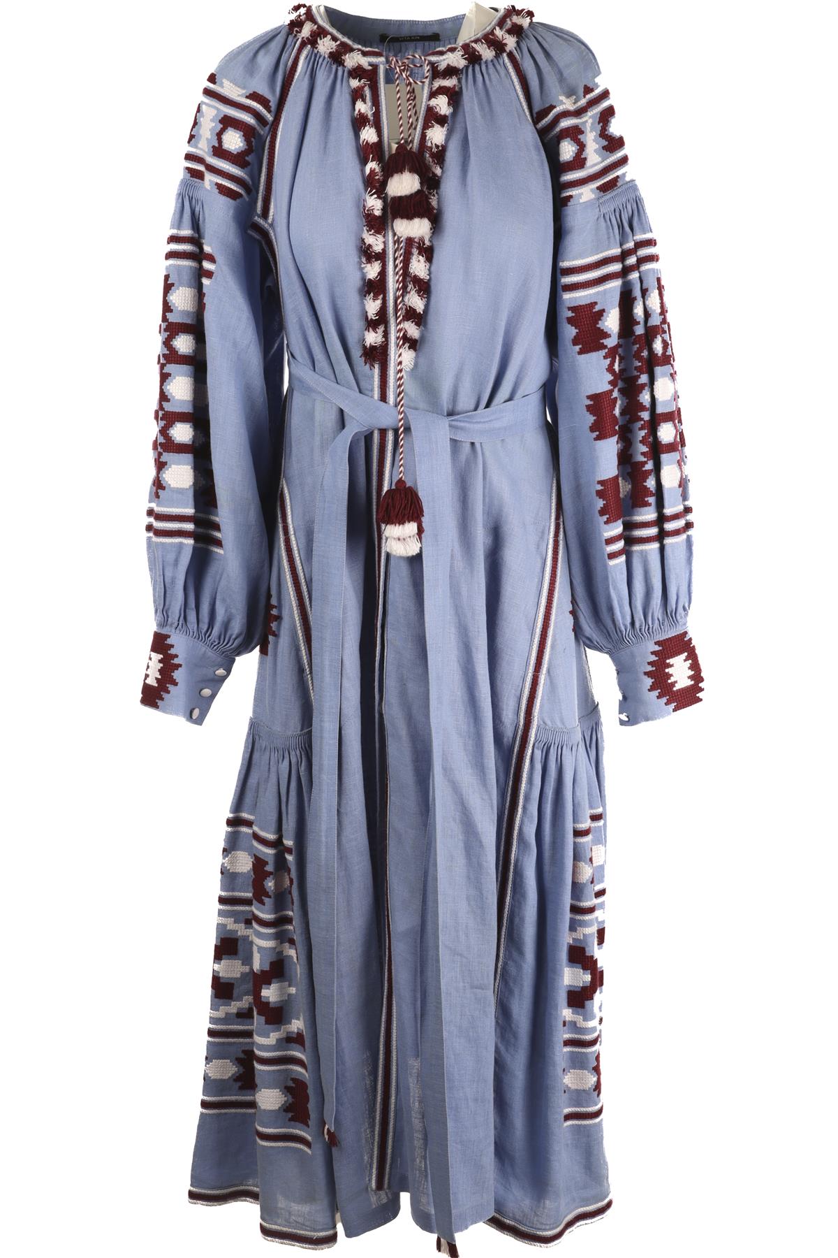 VITA KIN BLUE LINEN MAXI DRESS ONE SIZE