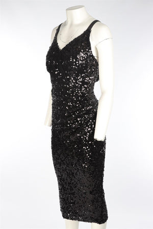 DOLCE & GABBANA BLACK SEQUIN MAXI DRESS IT 36 UK 4