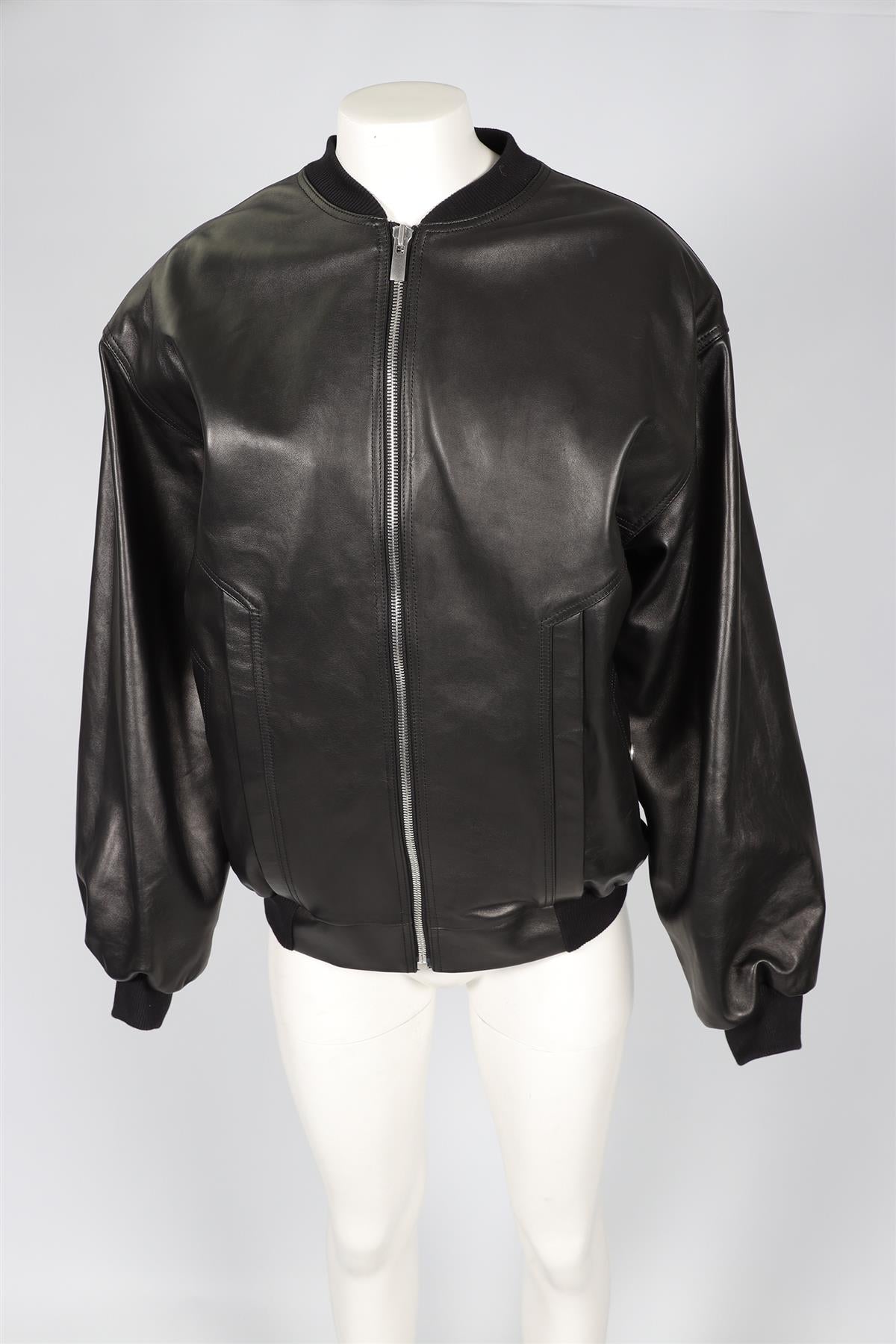 MAGDA BUTRYM BLACK LEATHER BOMBER JACKET FR 36 UK 8