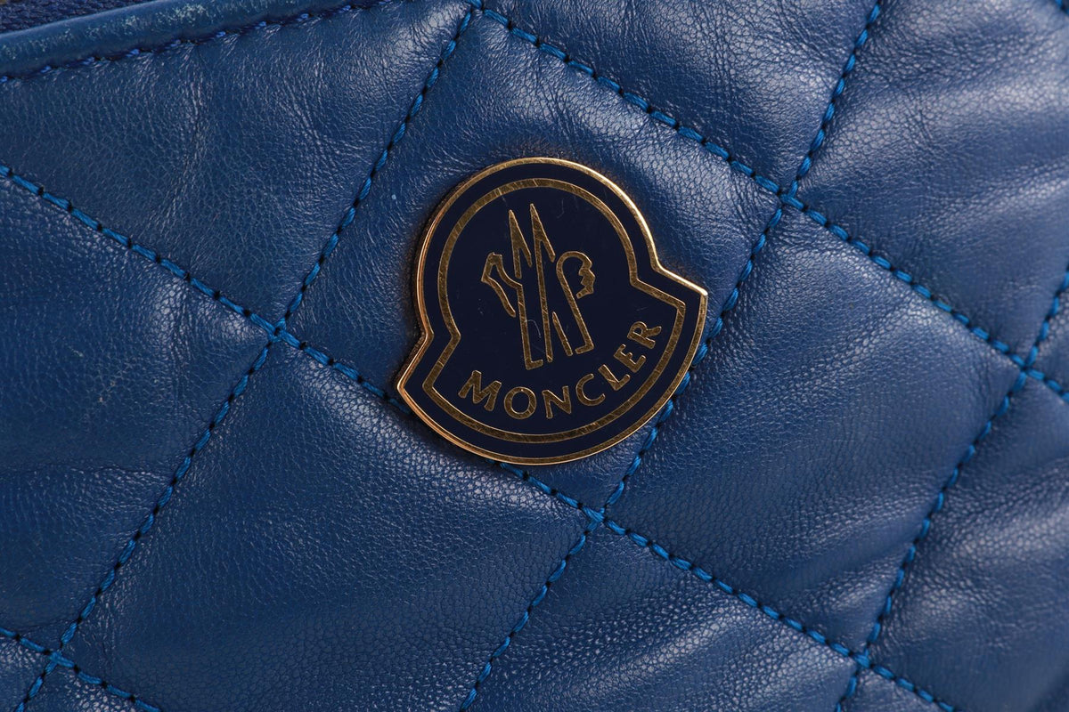 MONCLER BLUE LEATHER POUCH