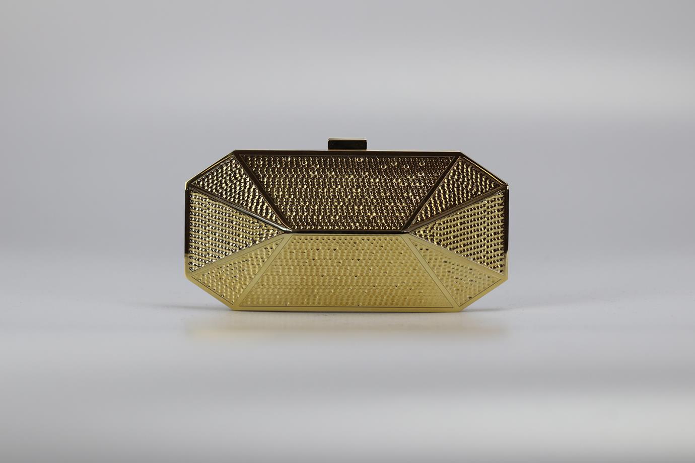 STARK EMBOSSED GOLD TONE CLUTCH