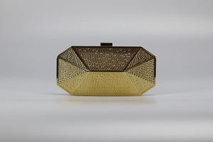 STARK EMBOSSED GOLD TONE CLUTCH