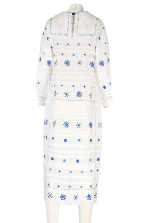 VITA KIN WHITE LINEN MIDI DRESS XSMALL