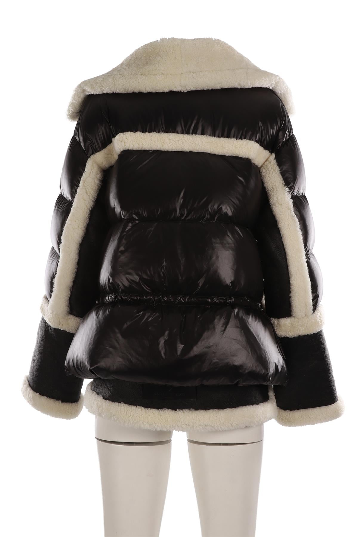 NICOLE BENISTI BLACK SHEARLING AND LEATHER JACKET XSMALL