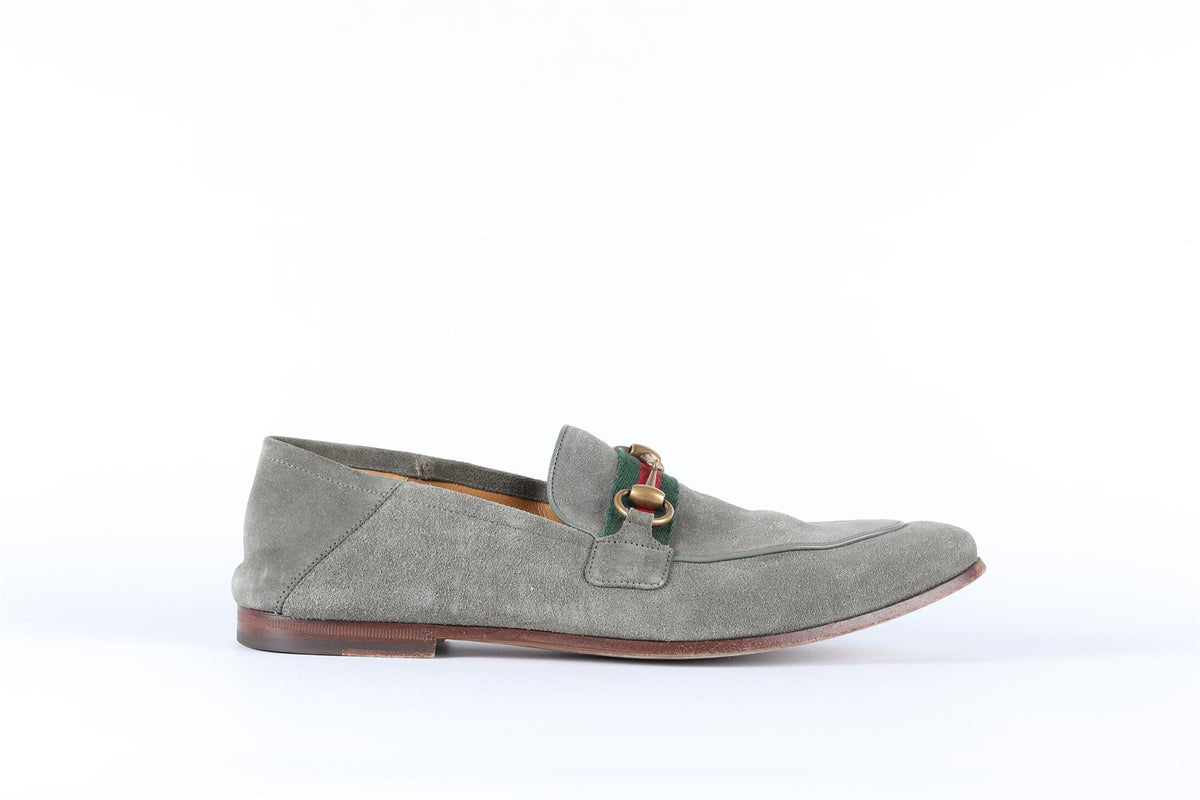 GUCCI GREEN PRINCETOWN SUEDE LOAFERS EU 41.5 UK 7.5 US 8.5