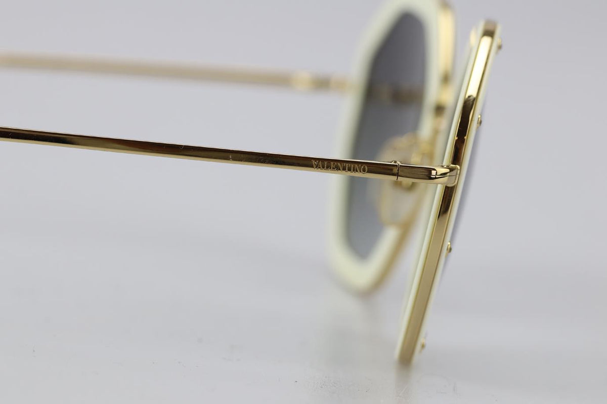 VALENTINO HEXAGON FRAME ACETATE AND GOLD TONE SUNGLASSES