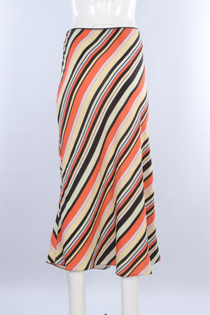 RIXO MULTI LINEN MAXI SKIRT UK 14