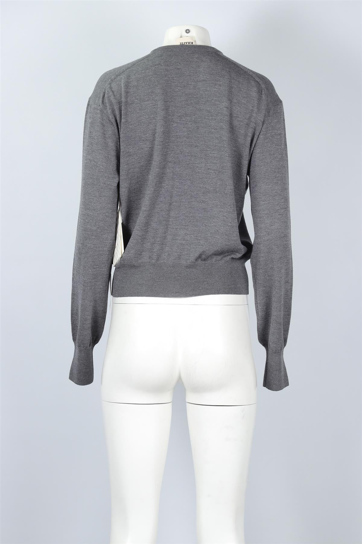 KHAITE GREY WOOL CARDIGAN MEDIUM