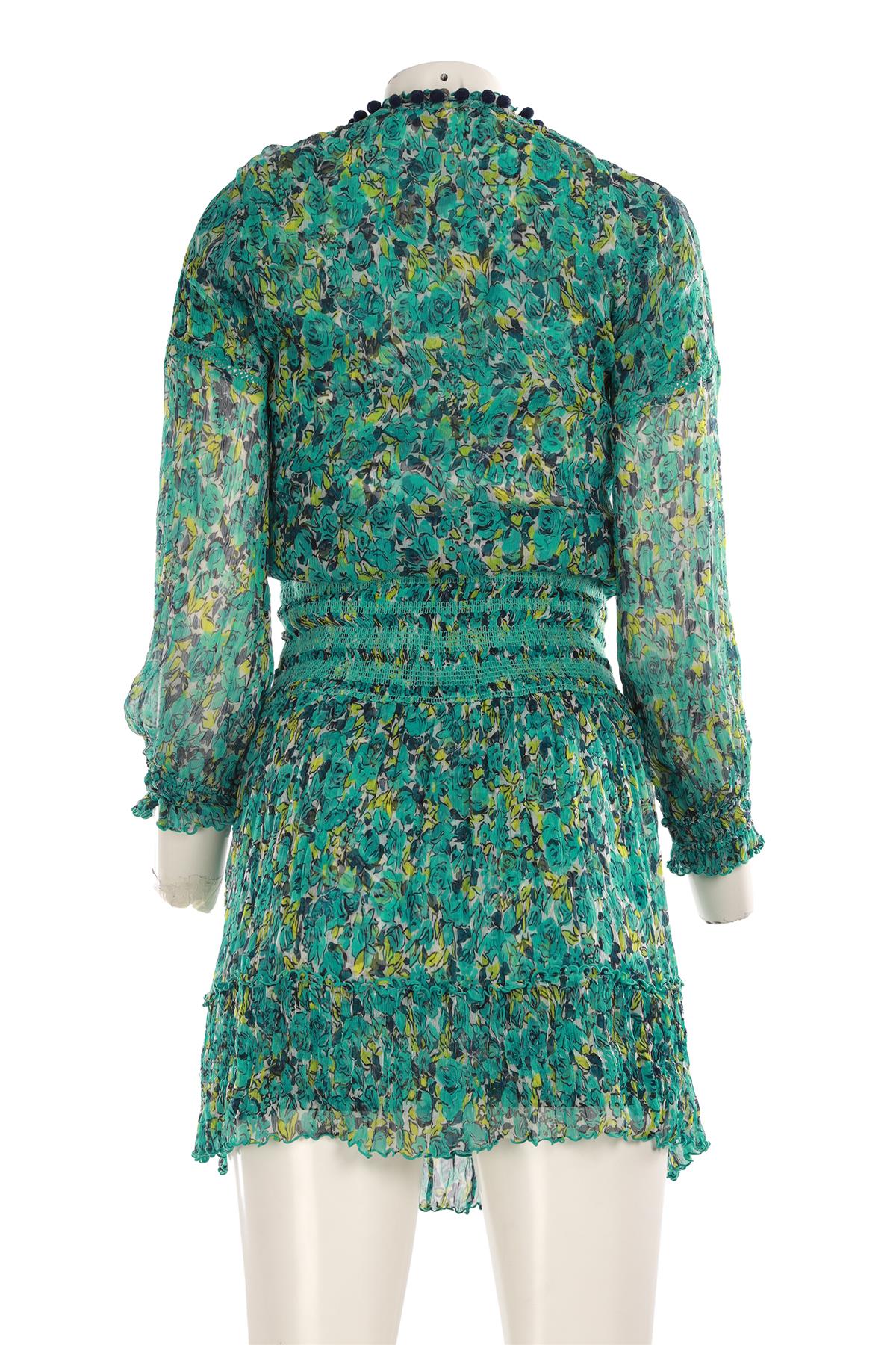 POUPETTE ST BARTH GREEN SILK MINI DRESS SMALL