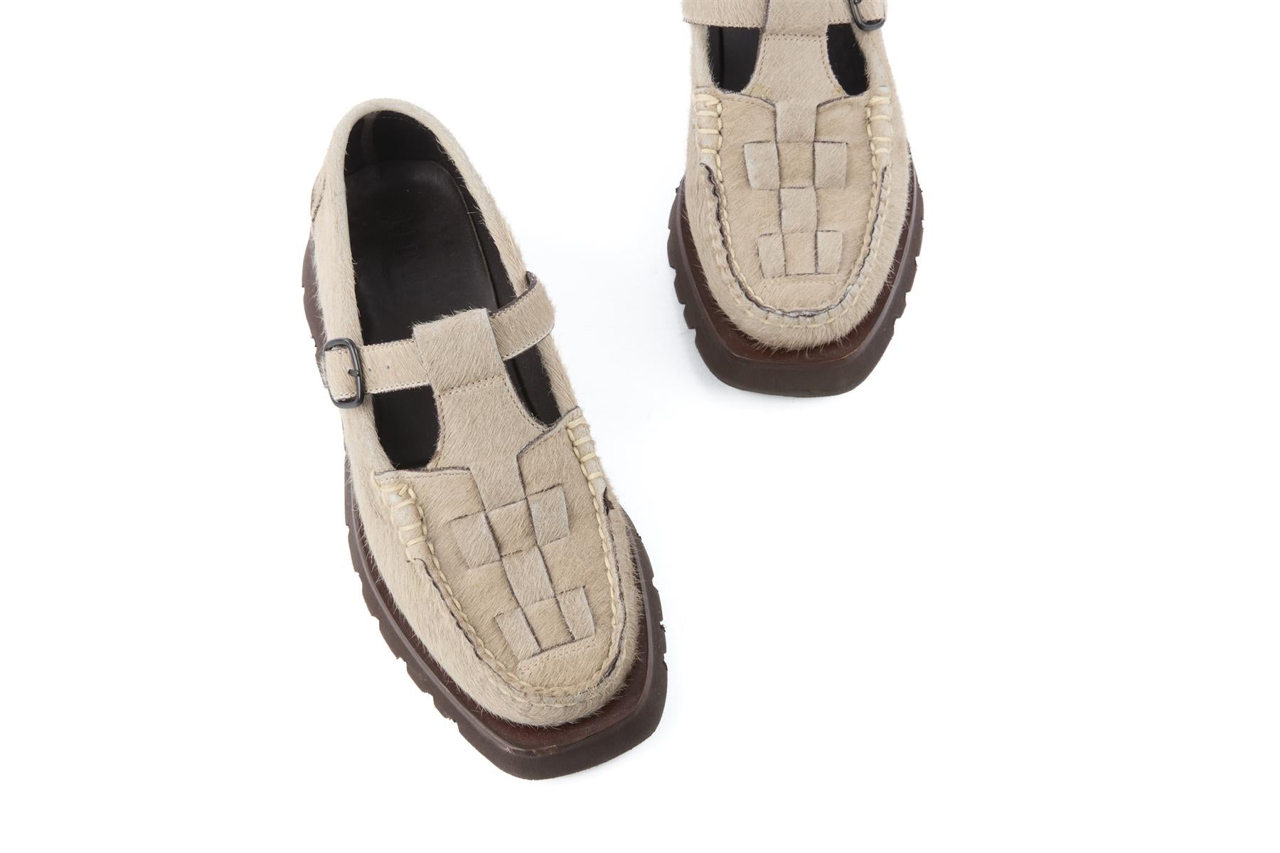 HEREU GREY CALF HAIR LOAFERS EU 38 UK 5 US 8