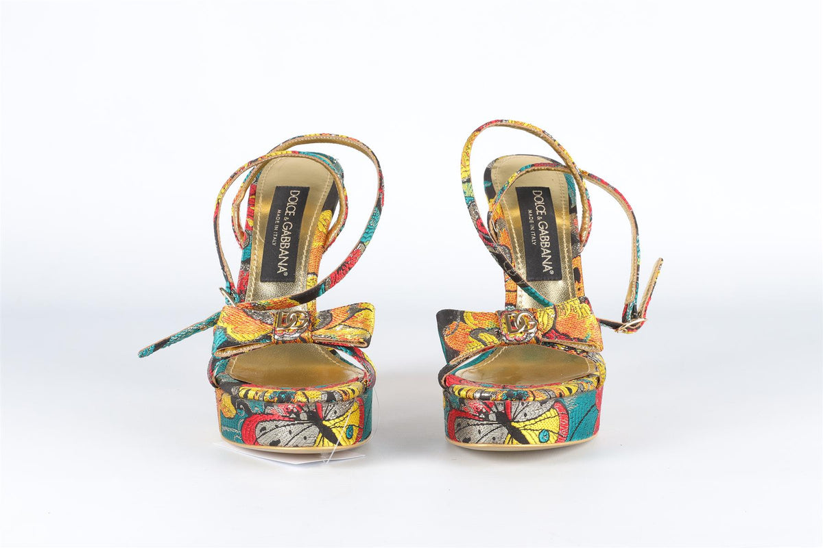 DOLCE & GABBANA GOLD JACQUARD SANDALS EU 38 UK 5 US 8