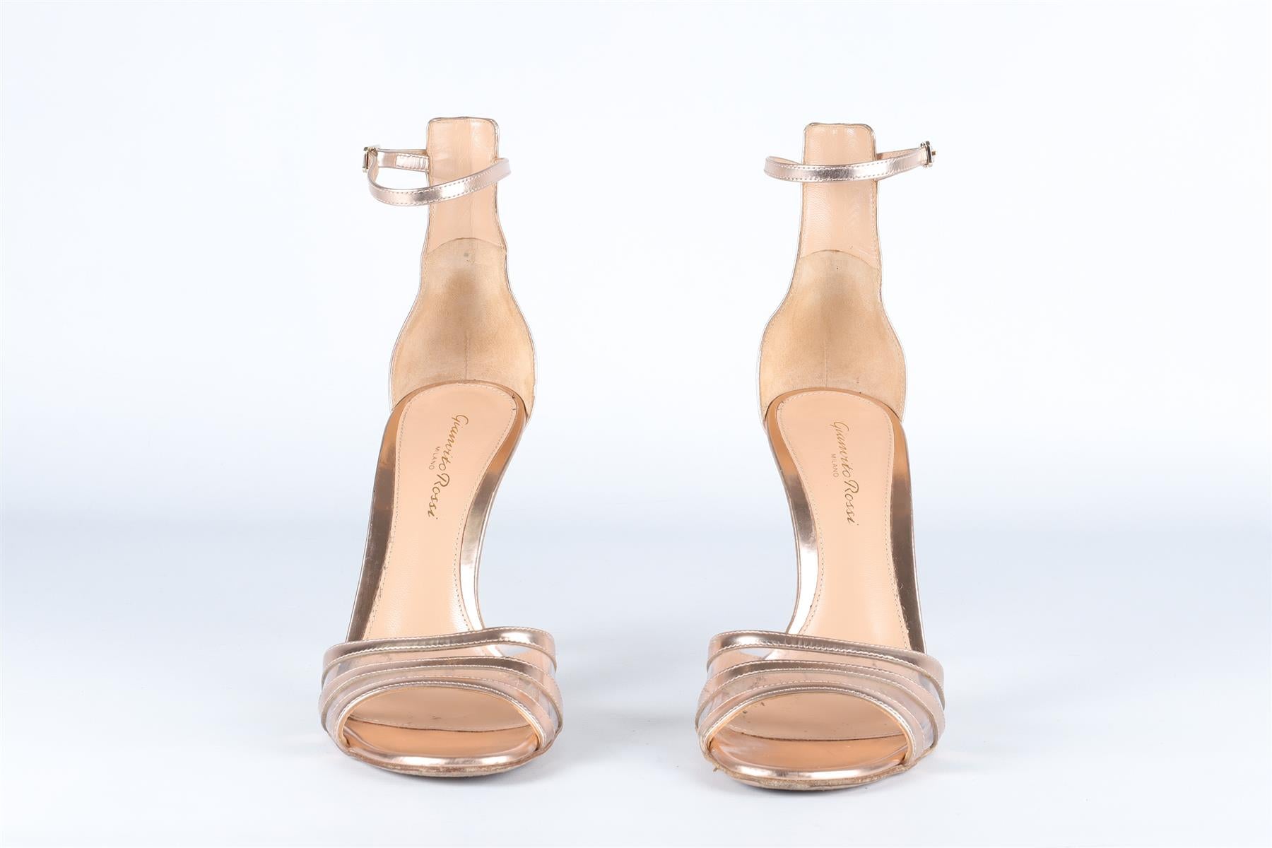 GIANVITO ROSSI GOLD LEATHER SANDALS EU 38 UK 5 US 8