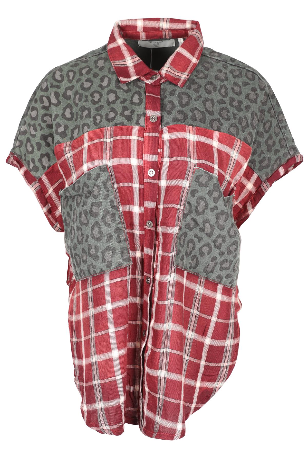 ONE TEASPOON RED CHECKED COTTON SHIRT MEDIUM