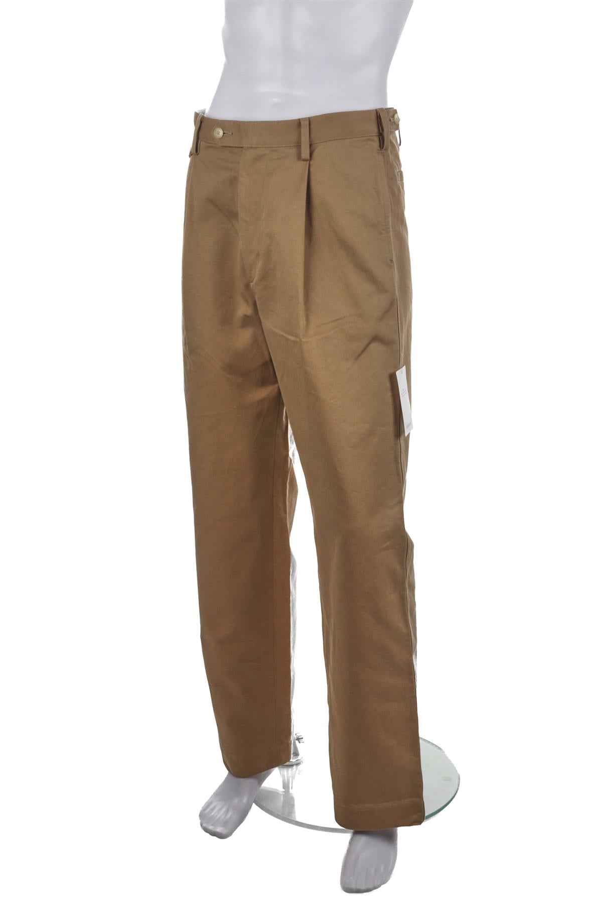 AURALEE BROWN COTTON MENS WIDE LEG PANTS SMALL