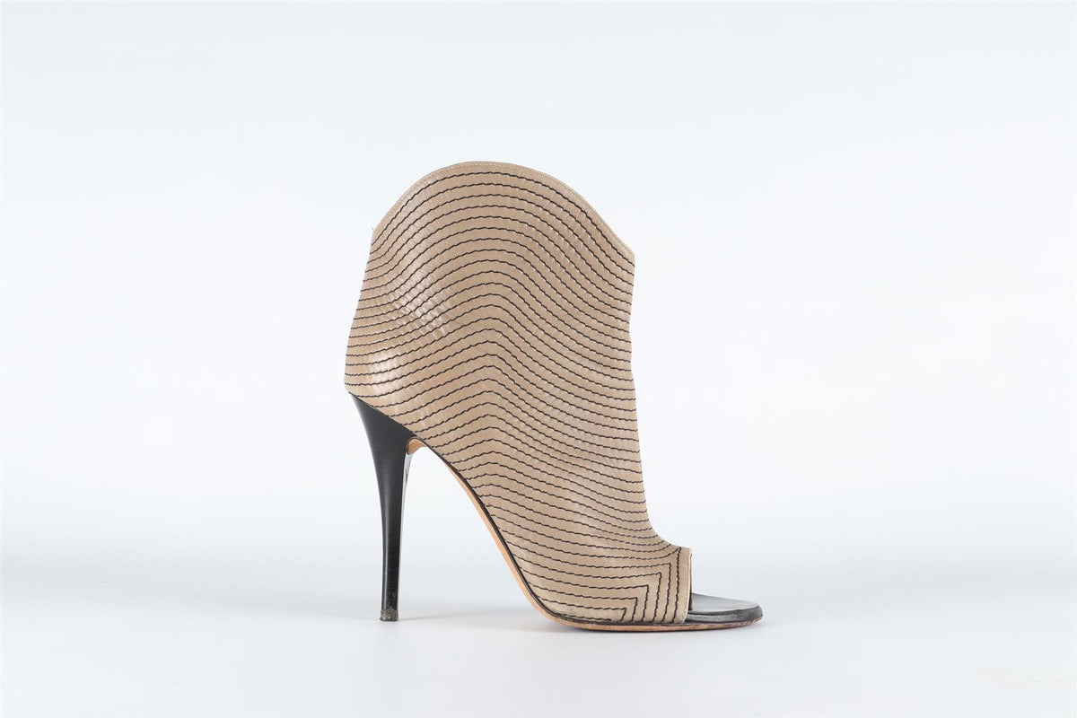 GIUSEPPE ZANOTTI TAUPE LEATHER ANKLE BOOTS EU 38.5 UK 5.5 US 8.5
