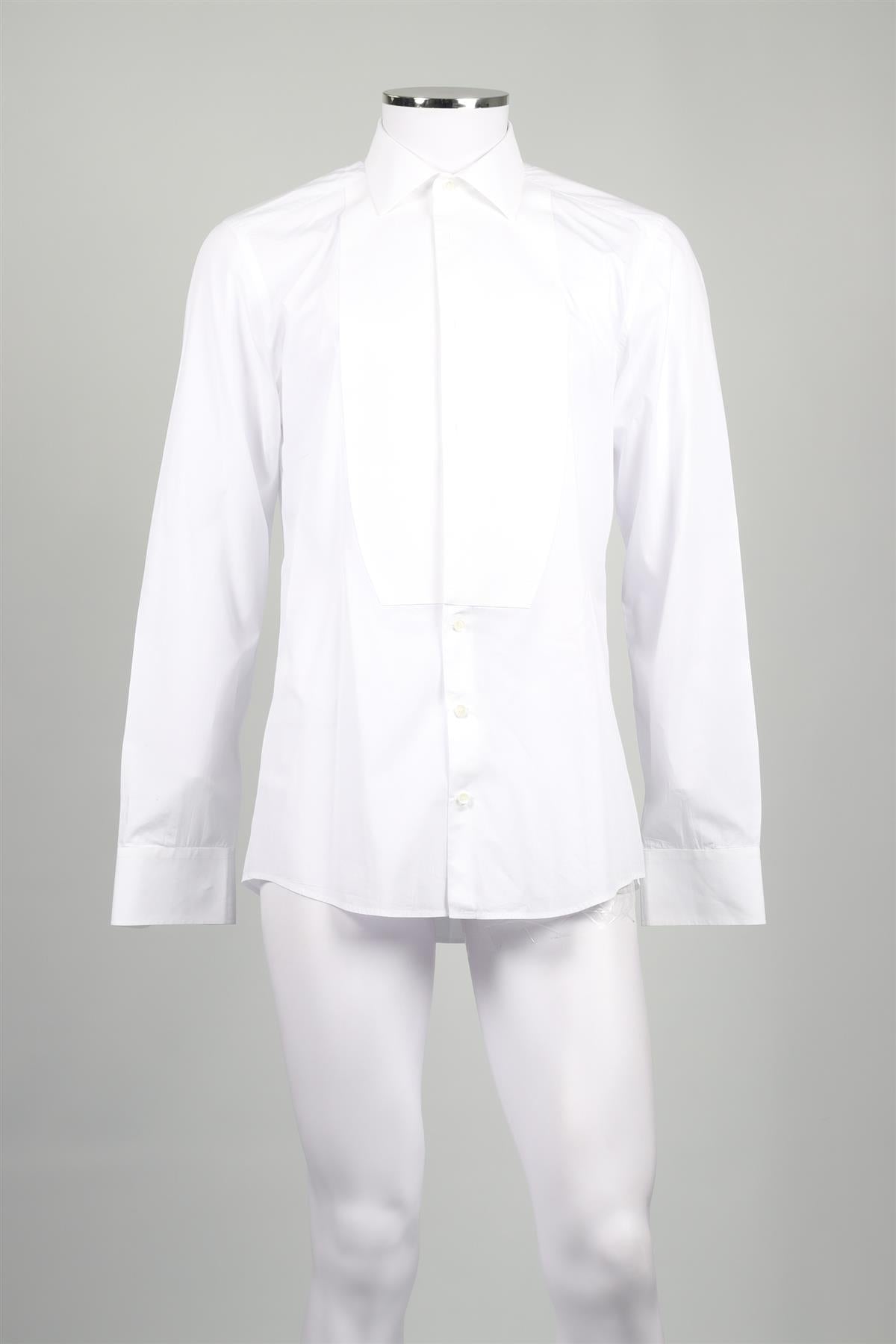 DOLCE & GABBANA GOLD WHITE MEN'S COTTON TUXEDO SHIRT EU COLLAR 41 UK 16