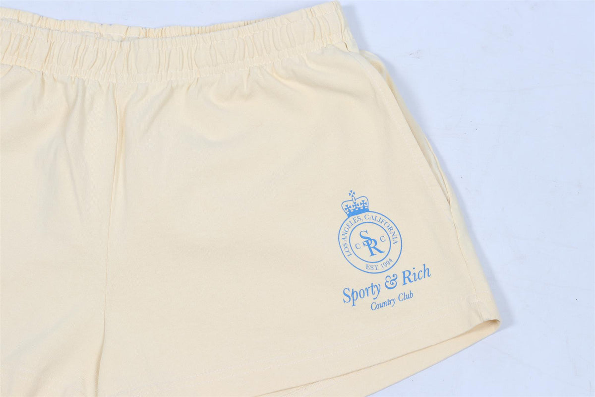 SPORTY & RICH YELLOW COTTON SHORTS SMALL