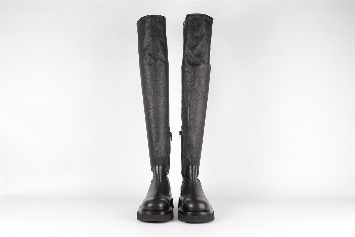 BOTTEGA VENETA BLACK LEATHER OVER THE KNEE BOOTS EU 39 UK 6 US 9