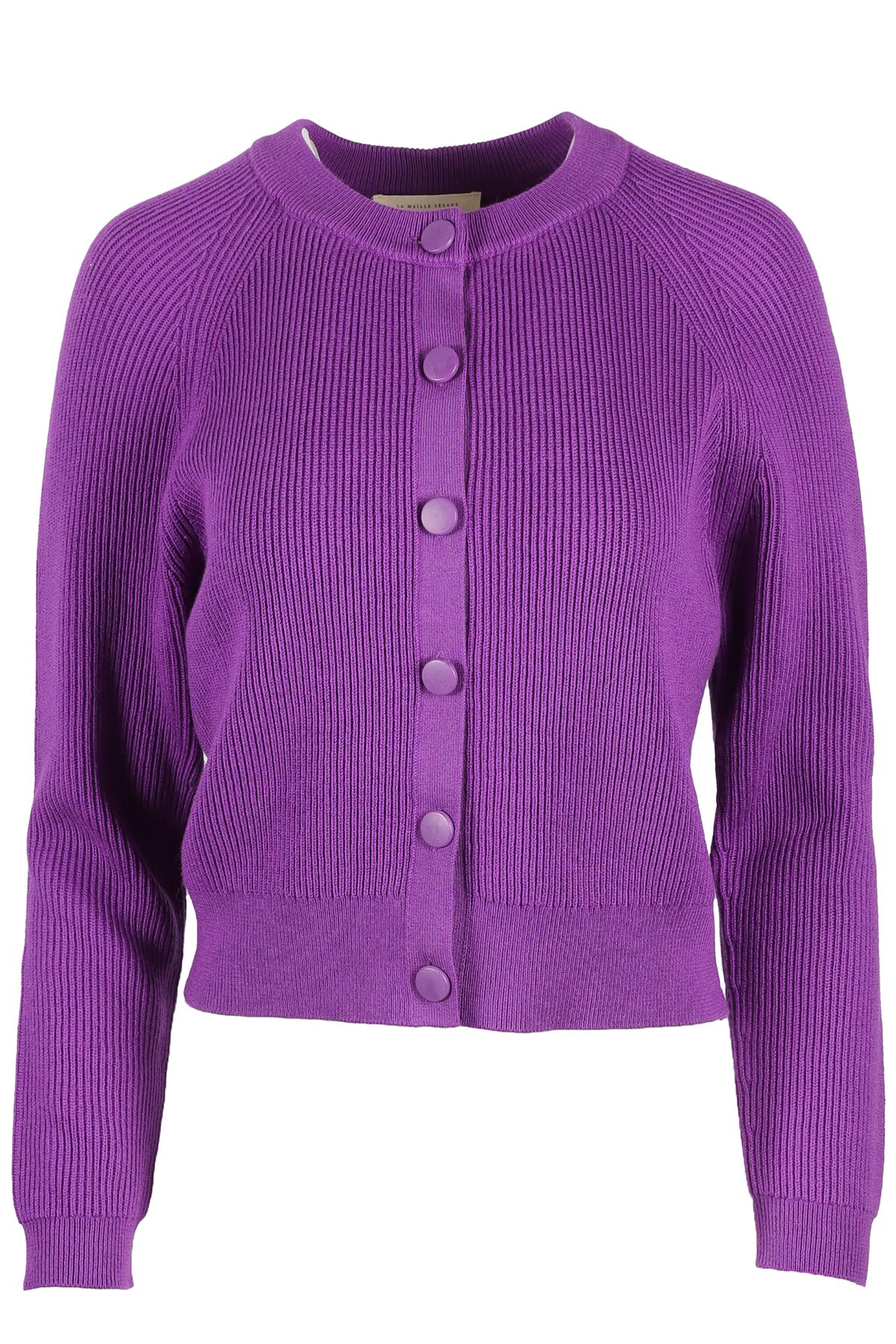 SEZANE PURPLE WOOL CARDIGAN MEDIUM
