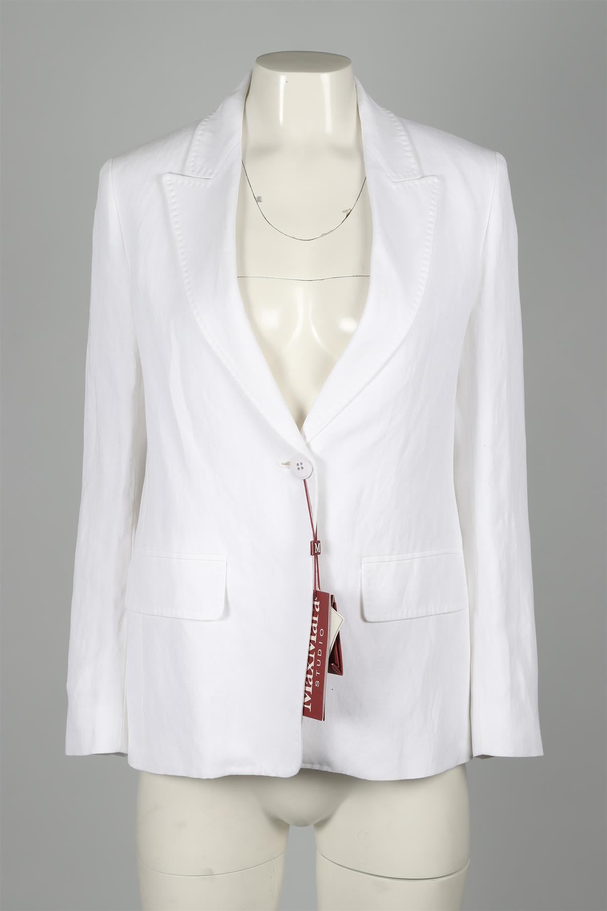 MAX MARA STUDIO WHITE LINEN BLAZER UK 10